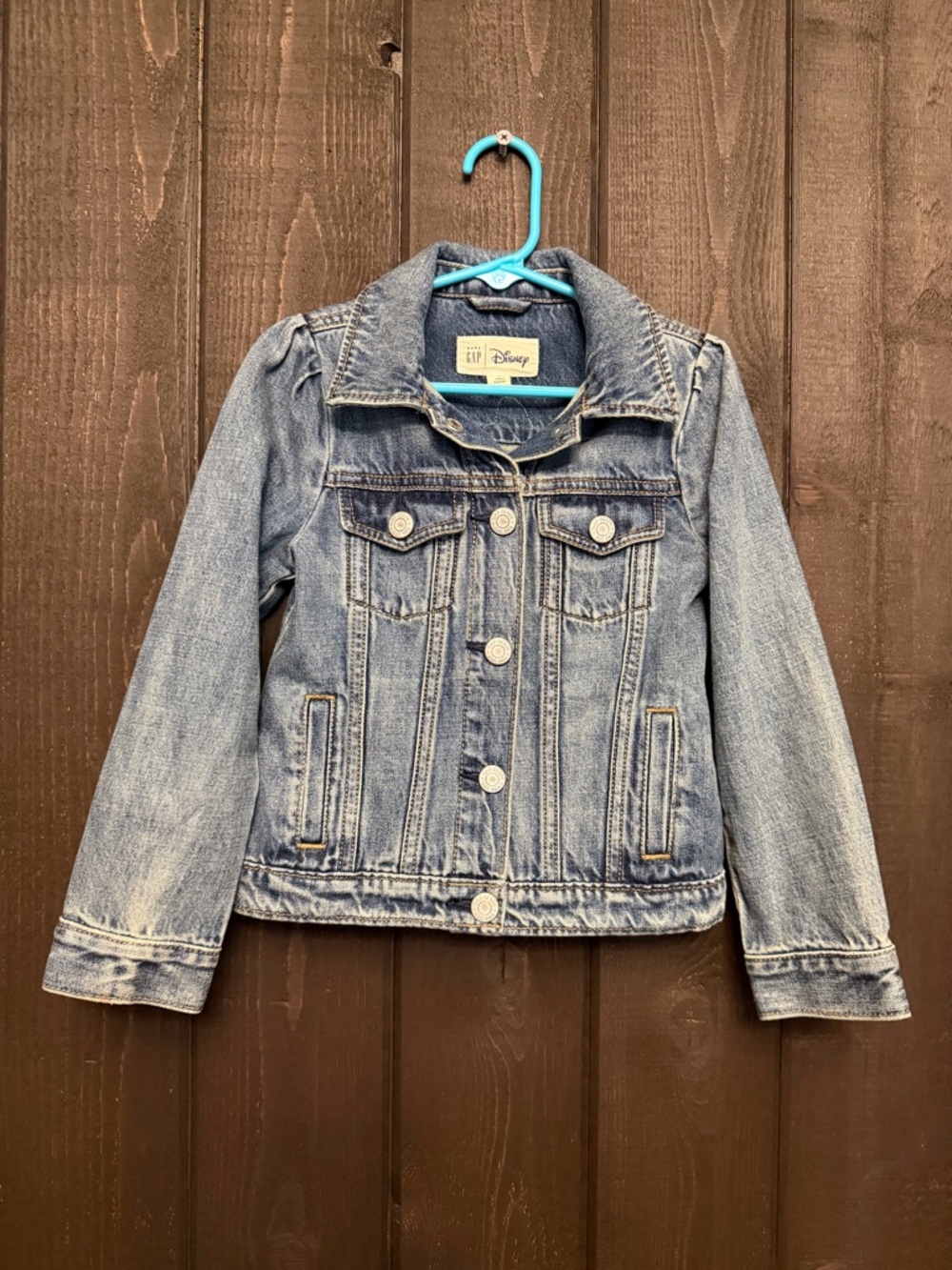 Gap Disney Toddler Girl Minnie Mouse Appliqué Denim Jean Jacket Sz 5 Snap Front